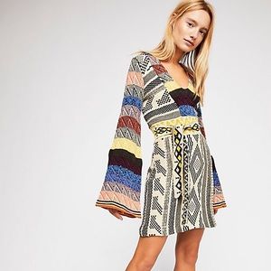 Free People Patchwork Sweater Dress - Size SMALL